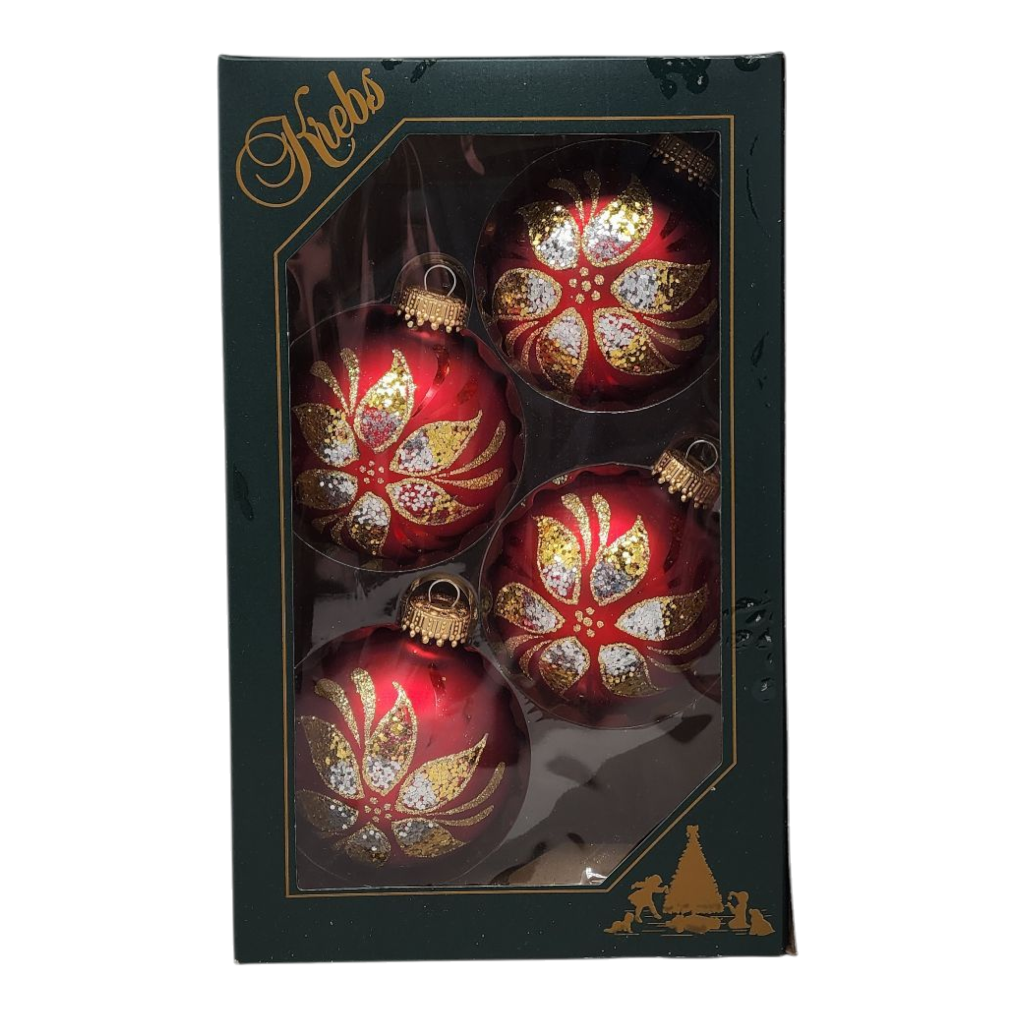 Krebs Value Glass Ornament 4 pack - Floral Burst