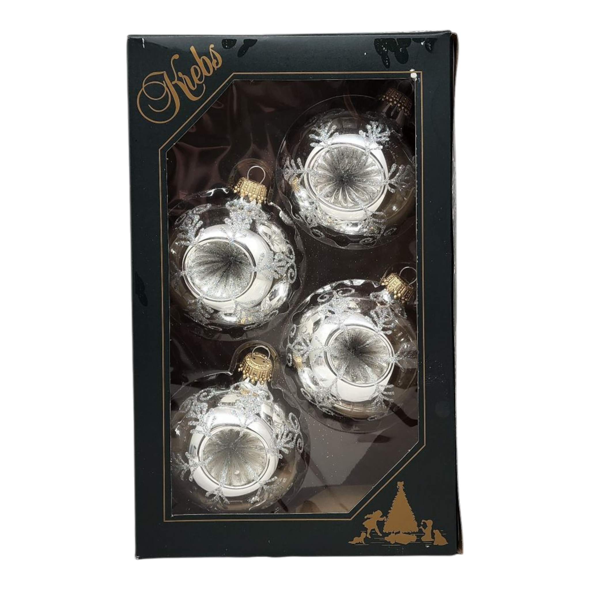 Krebs Value Glass Ornament 4 pack - Frosted Elegant Reflector