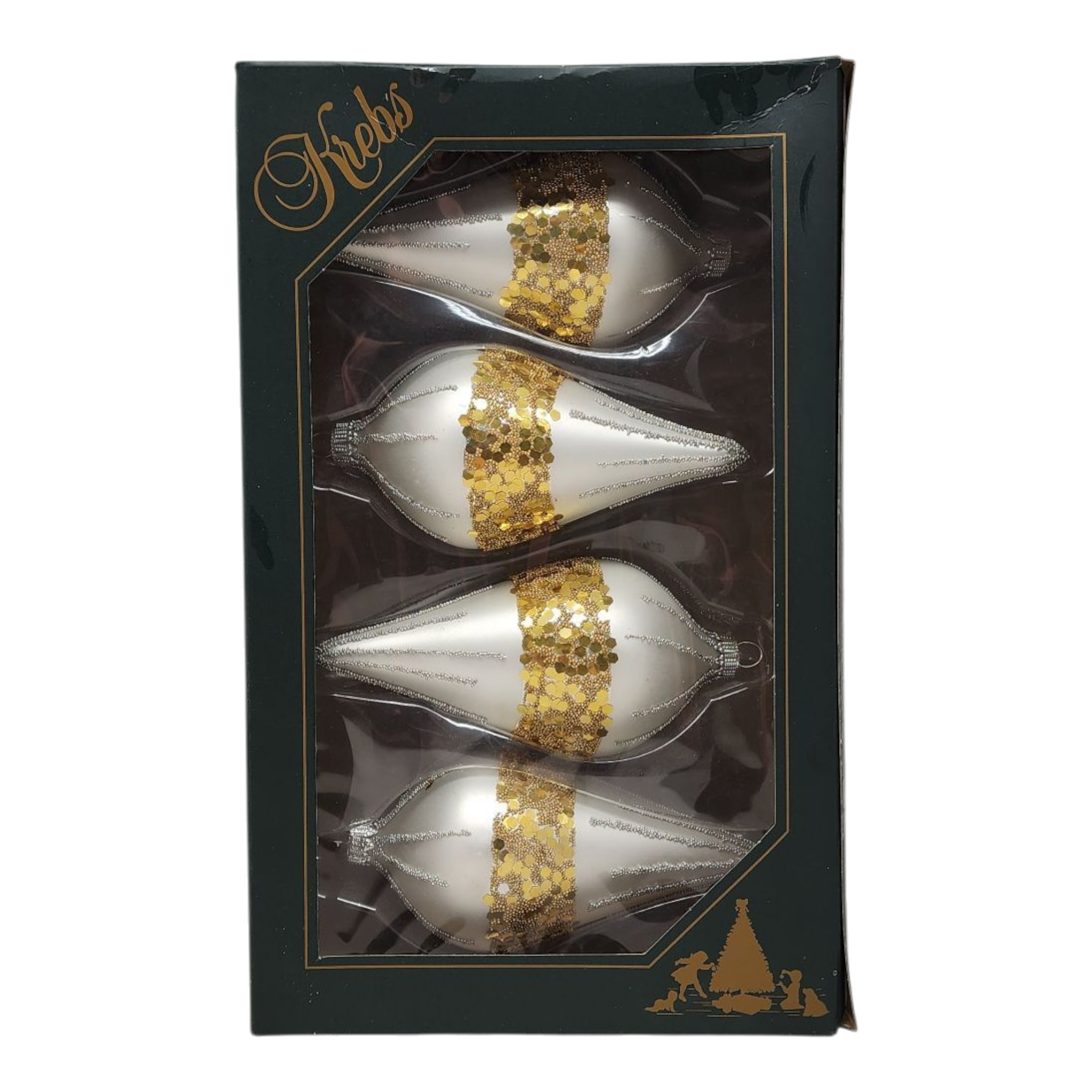 Krebs Value Glass Ornament 4 pack - Silver & Gold Drops