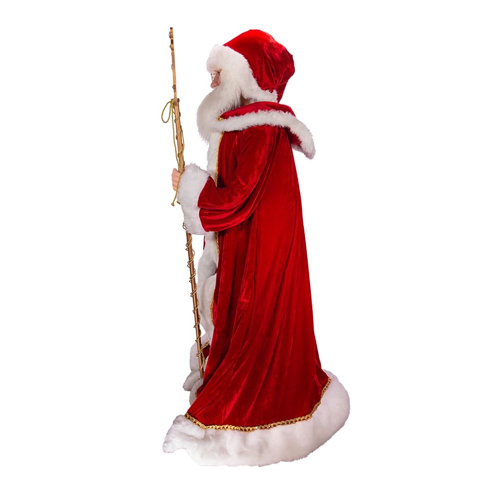 Kringle Klaus Elegant Santa With Staff - 72 Inches Tall