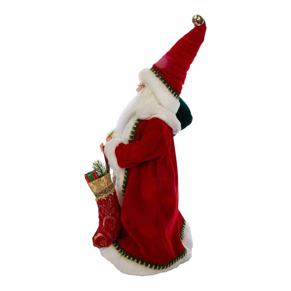 Kringles Fancy Santa With Stocking - 17 Inch