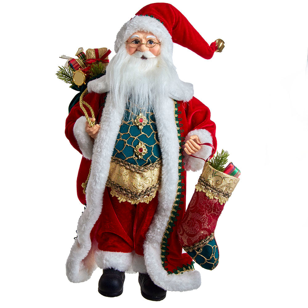 Kringles Fancy Santa With Stocking - 17 Inch