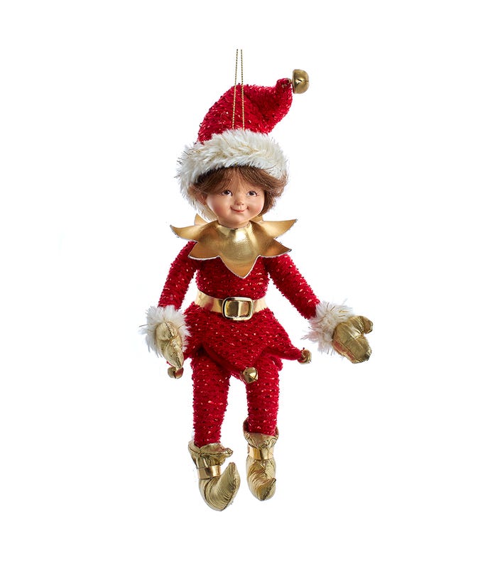 Kringles Red And Gold Elf Ornament