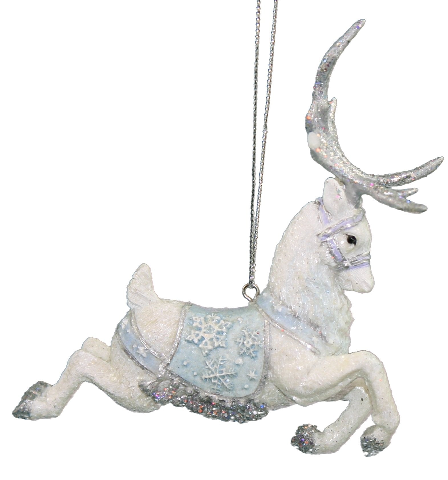 Kurt Adler Frosted Kingdom Snow Reindeer Ornament - Rack