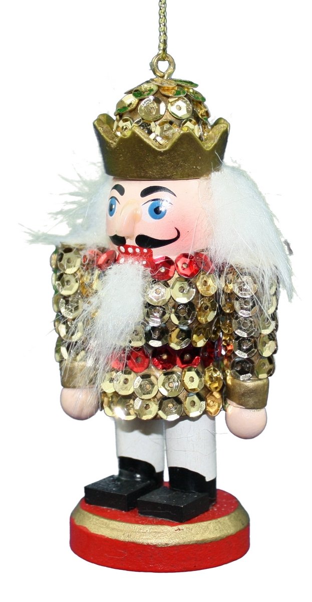 Kurt Adler Sequinned Wooden Nutcracker Ornament - Gold