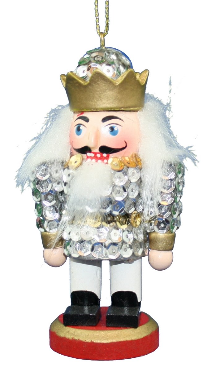 Kurt Adler Sequinned Wooden Nutcracker Ornament - White