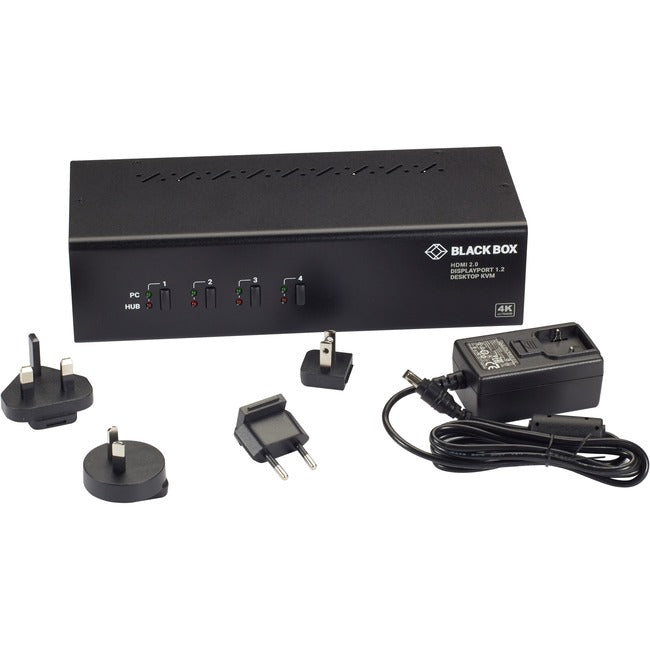 Kvm Switch - 4-Port, Dual-Monitor, Mixed Displayport 1.2 And Hdmi 2.0, 4K 60Hz,