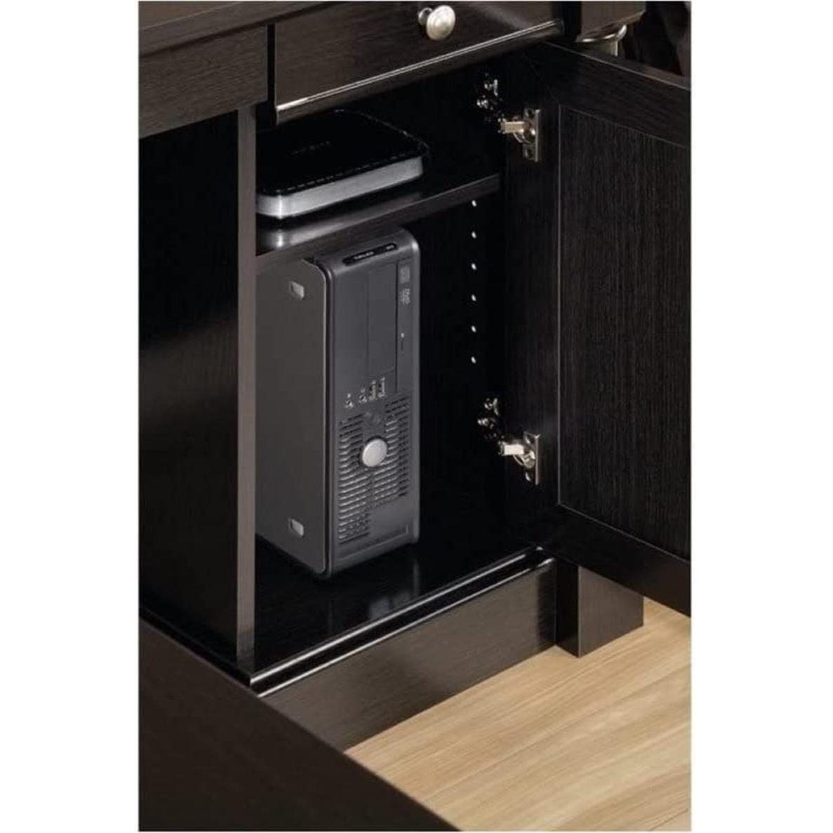 L Shape Home Office Desk With Large Drawers Wind Oak Finish