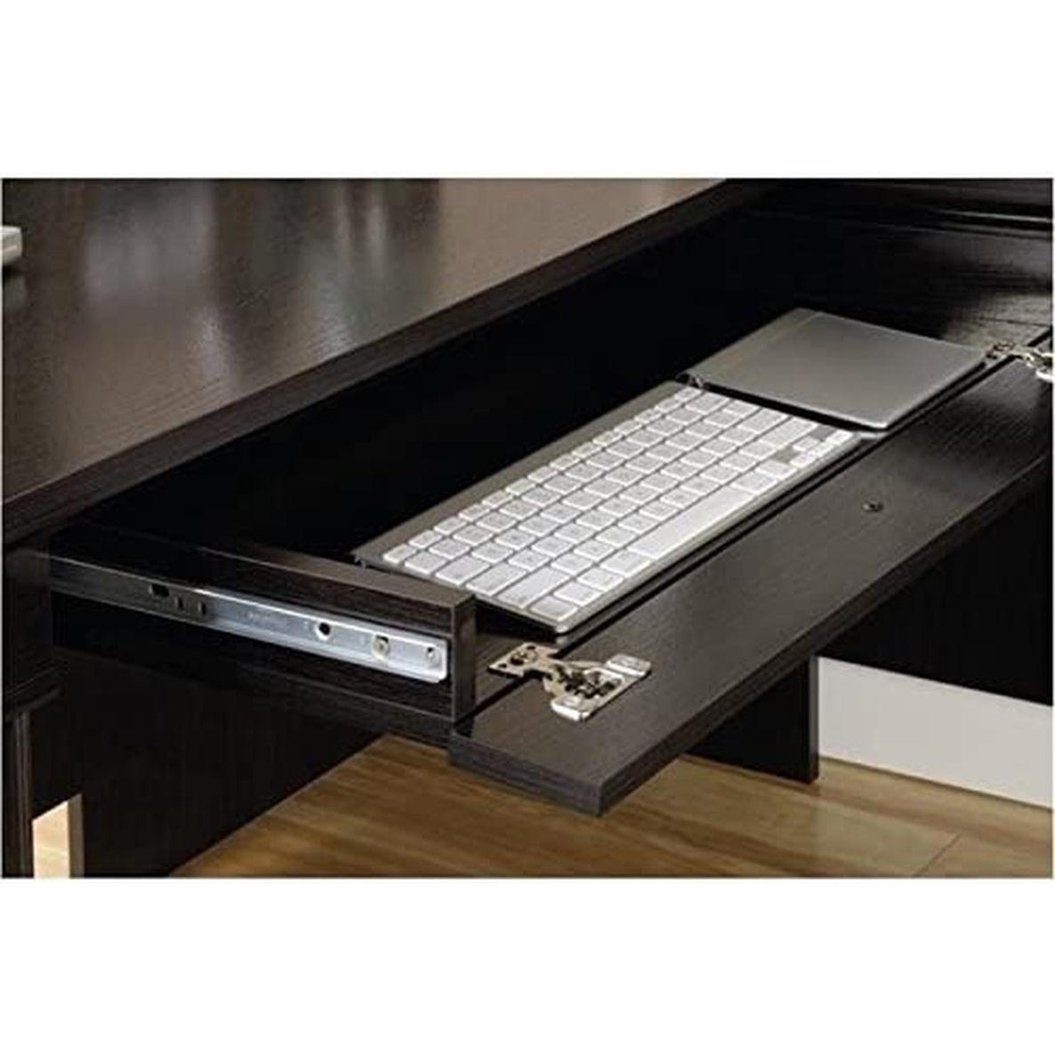 L Shape Home Office Desk With Large Drawers Wind Oak Finish