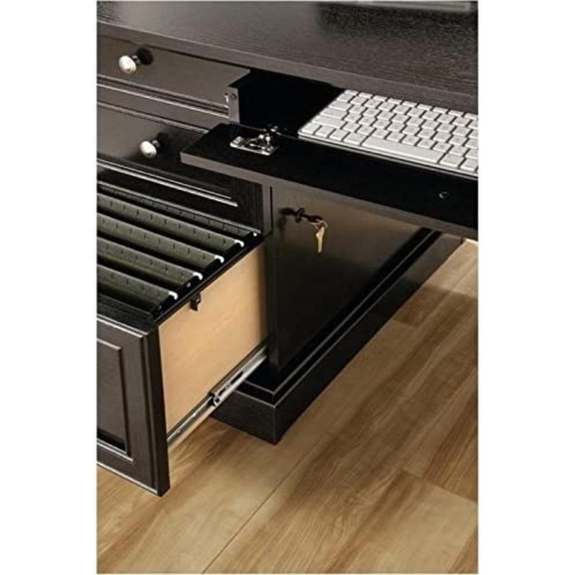 L Shape Home Office Desk With Large Drawers Wind Oak Finish