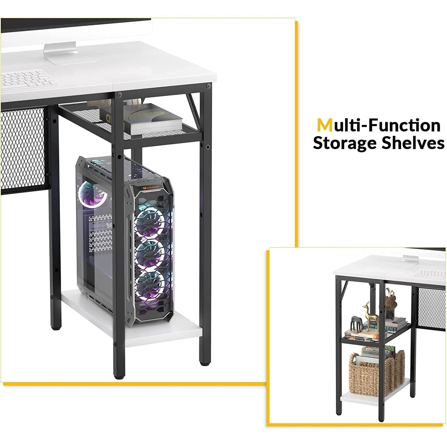 L Shaped Desk With Power Outlets And USB Ports For Office