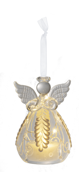 LED Glass Angel Pine Cone Ornament - Style A