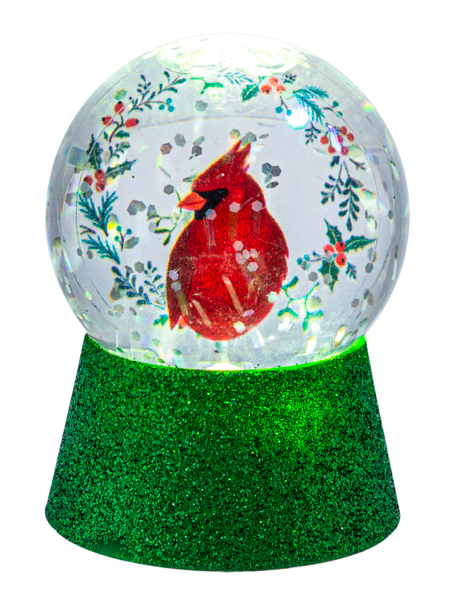 LED Light Up Cardinal with Holly Mini Shimmer