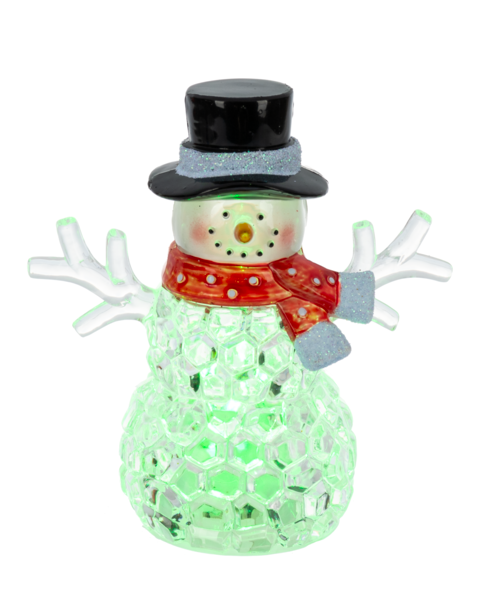 LED Light Up Crystal Snowman Mini Shimmers - Top Hat