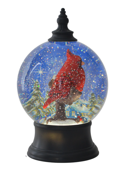 LED Light Up Rotating Shimmer Cardinal Globe