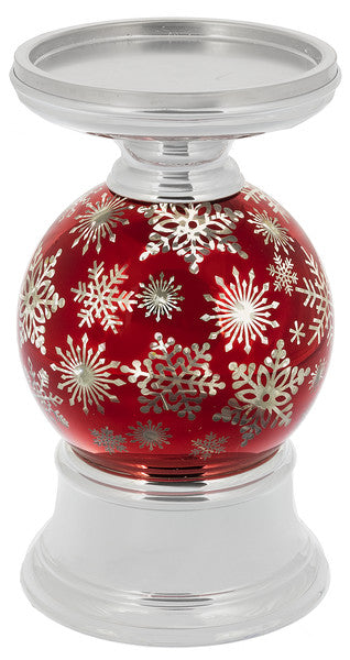 LED Light Up Shimmer Snowflake Pillar Holder