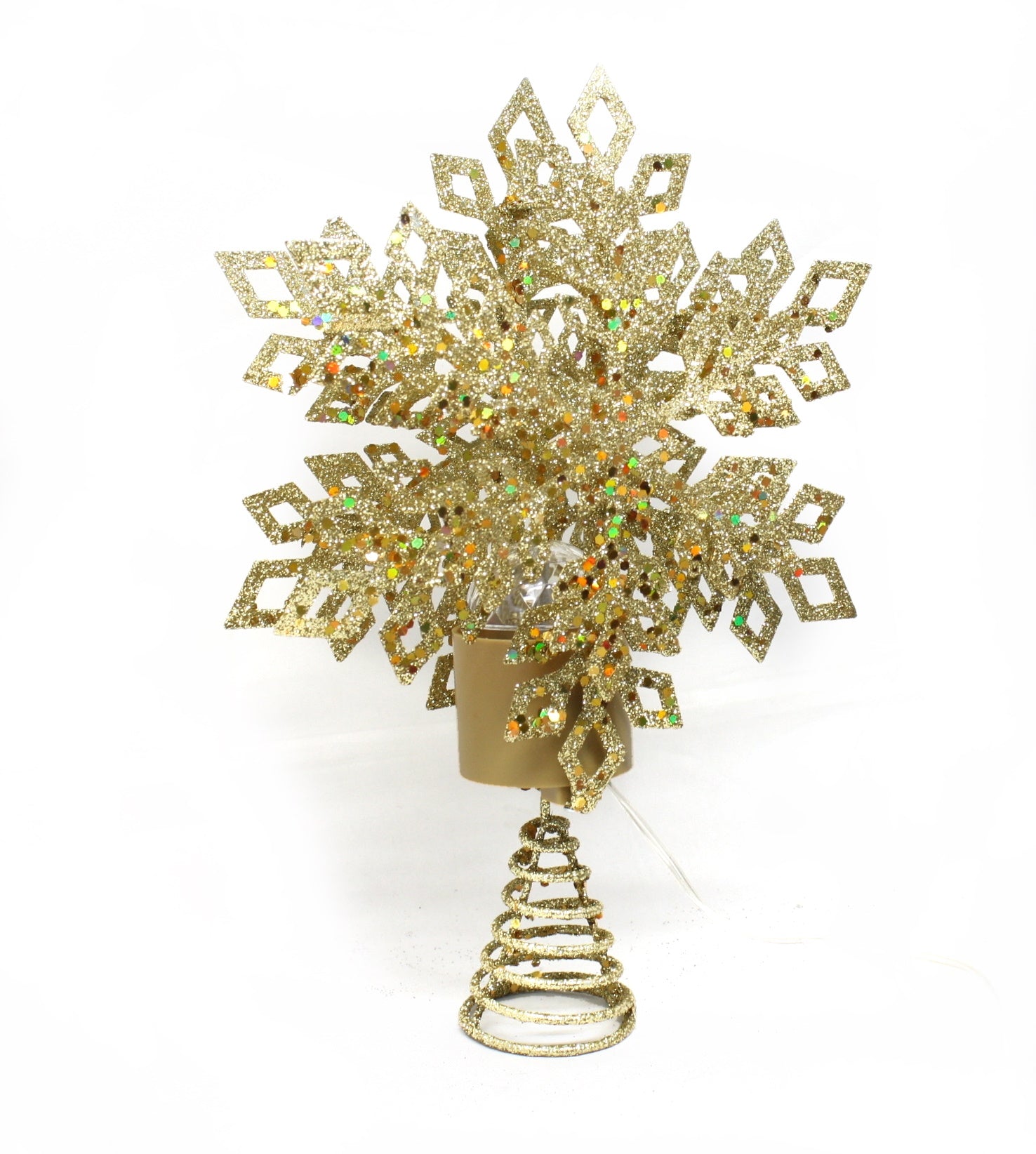 LED Snowflake Treetop with Timer - 12 Inch - Gold
