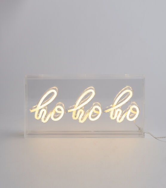 LED White Neon Ho Ho Ho Sign - 12 Inches