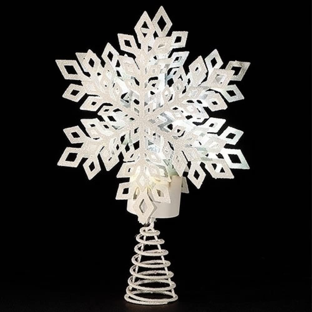 LED White Snowflake Tree Topper with timer