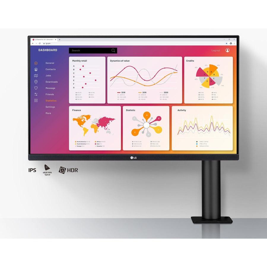 LG 27" IPS QHD Ergo Monitor - Ergonomic Stand USB Type-C | TechSoft 27BN88Q-B