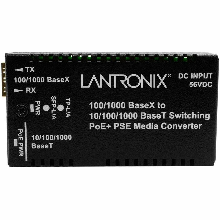 Lantronix M/GE-PSW-PSE-01-NA Gigabit PoE+ Media Converter with SFP