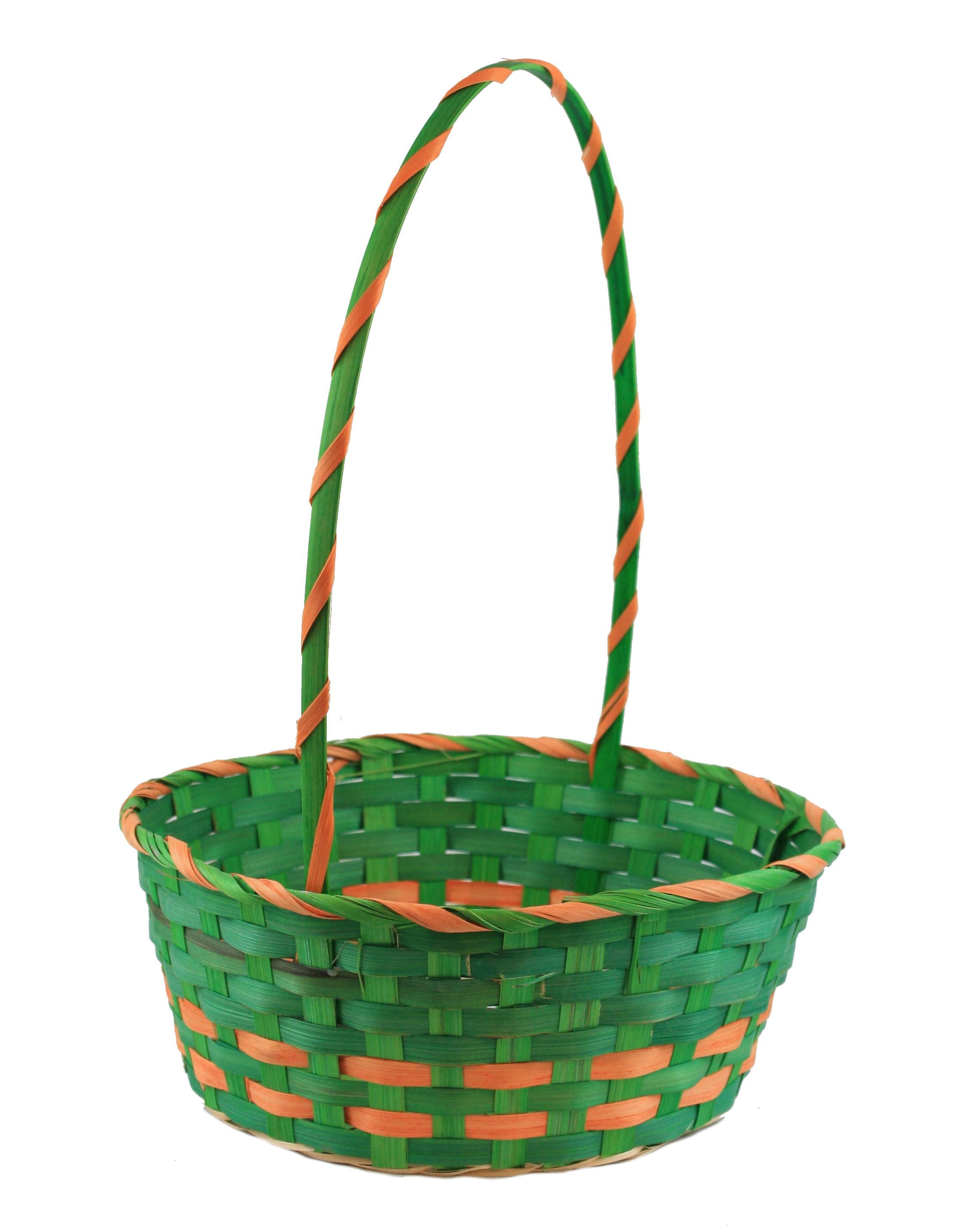 Large Bamboo Easter Basket with Wrapped Handle - Blue