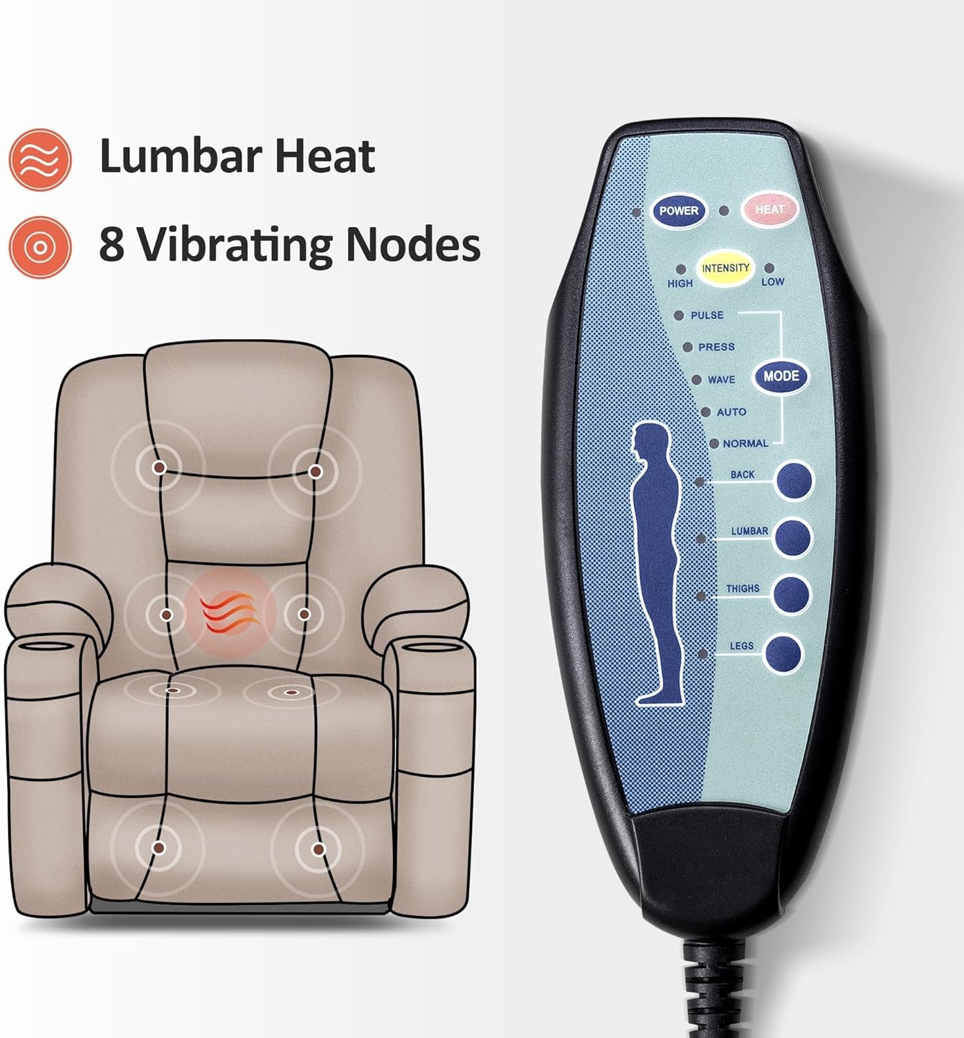 Large Power Lift Recliner With Massage And USB Ports