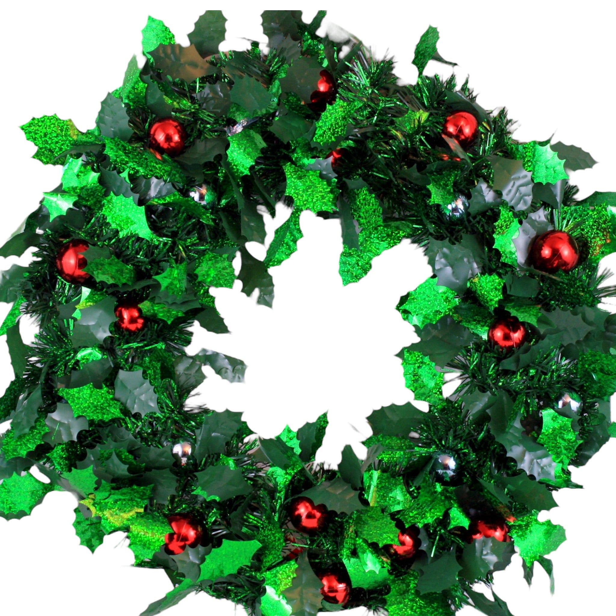 Large Tinsel Wreath with Holly and Berries