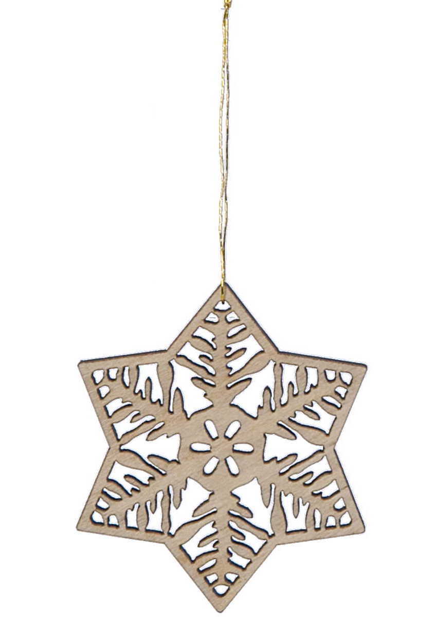 Laser Cut Wood Snowflake Ornament - Style 3