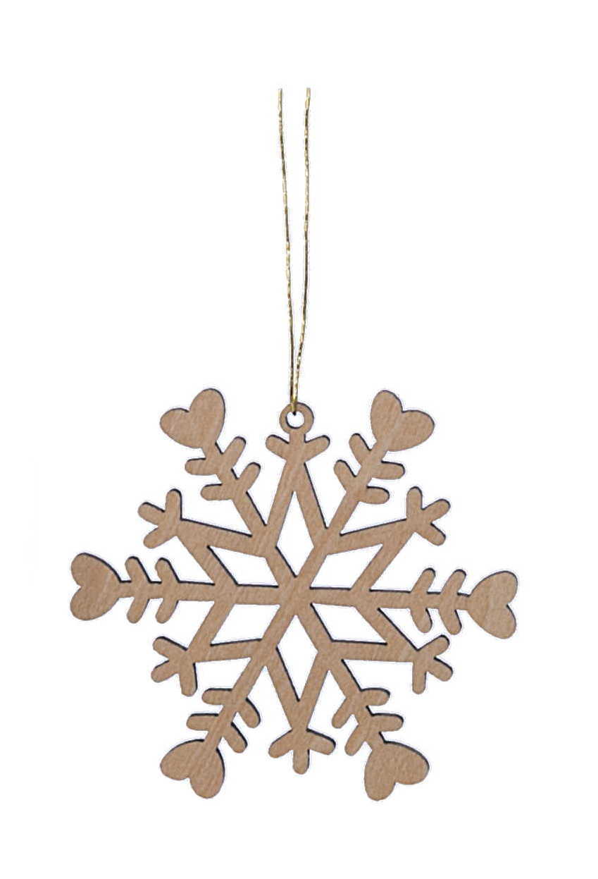 Laser Cut Wood Snowflake Ornament - Style 3