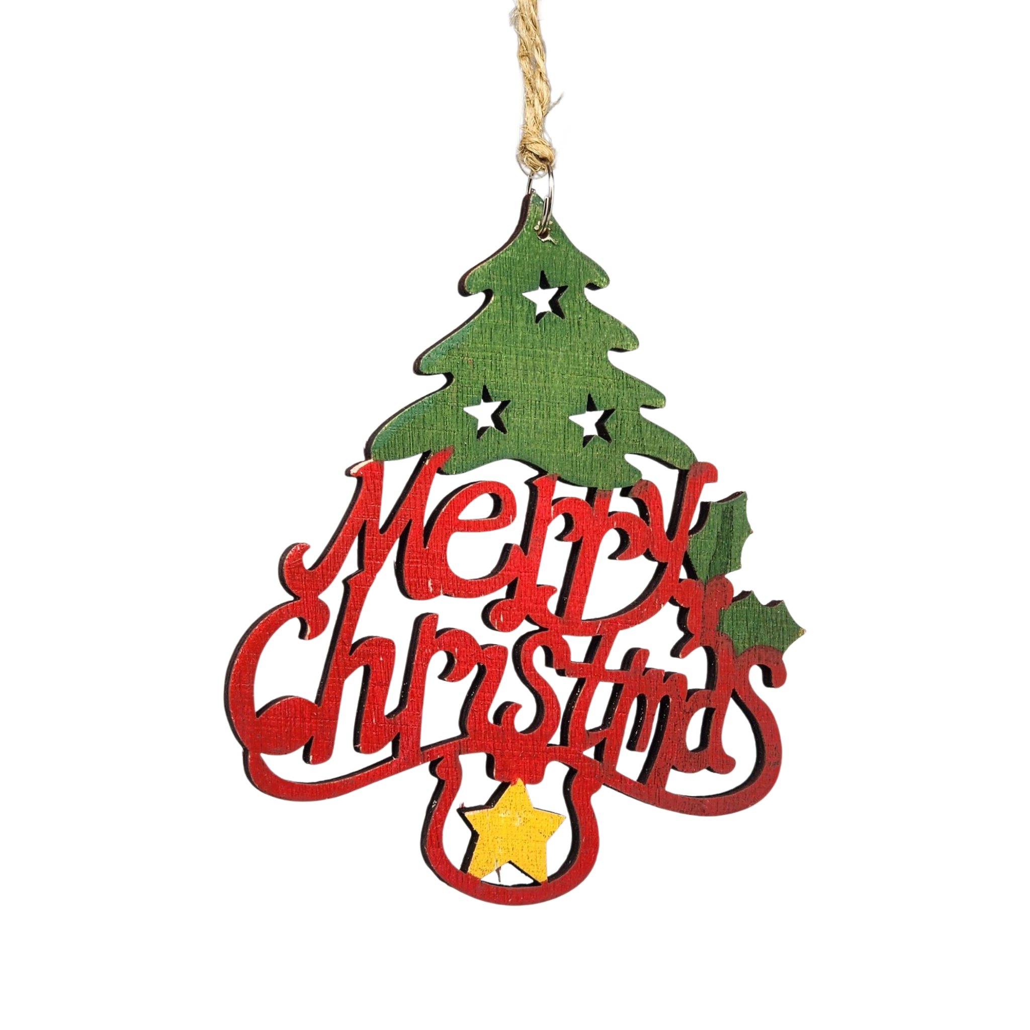 Laser Cut Wooden Ornament - Merry Christmas Tree