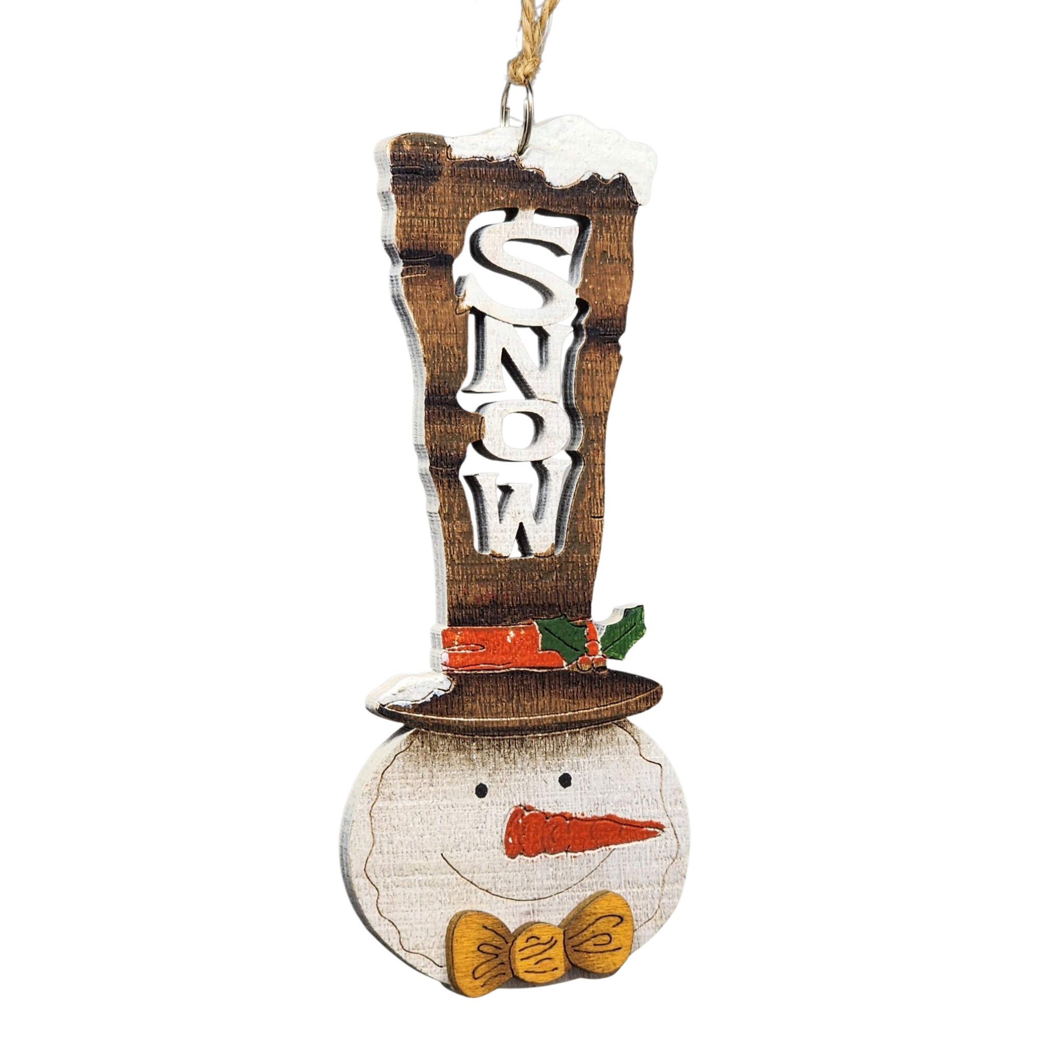 Laser Cut Wooden Ornament - Stovepipe Hat Snowman