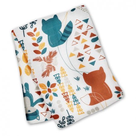 Leika Cotton Swaddle – Fox & Raccoon – 47×47″