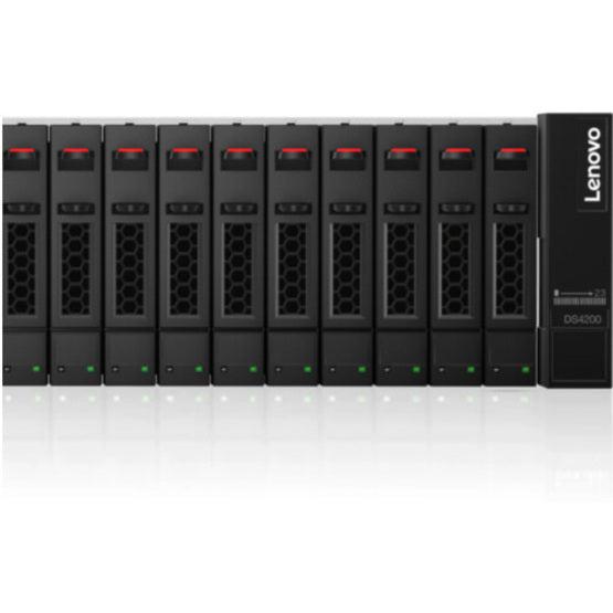 Lenovo Ds4200 Sff Sas Dual Contr Disk Array Rack (2U) Black, Stainless Steel