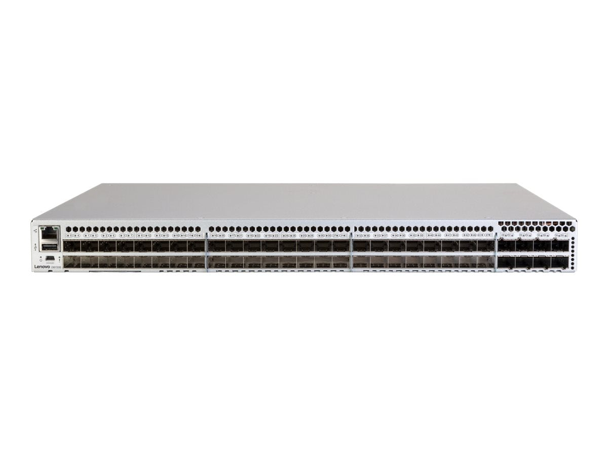 Lenovo ThinkSystem DB720S - Switch - managed - 24 x 64Gb Fibre Channel SFP+ - desktop, rack-mountable - with 24x 32 Gbps SW SFP+ 7D5JA002WW