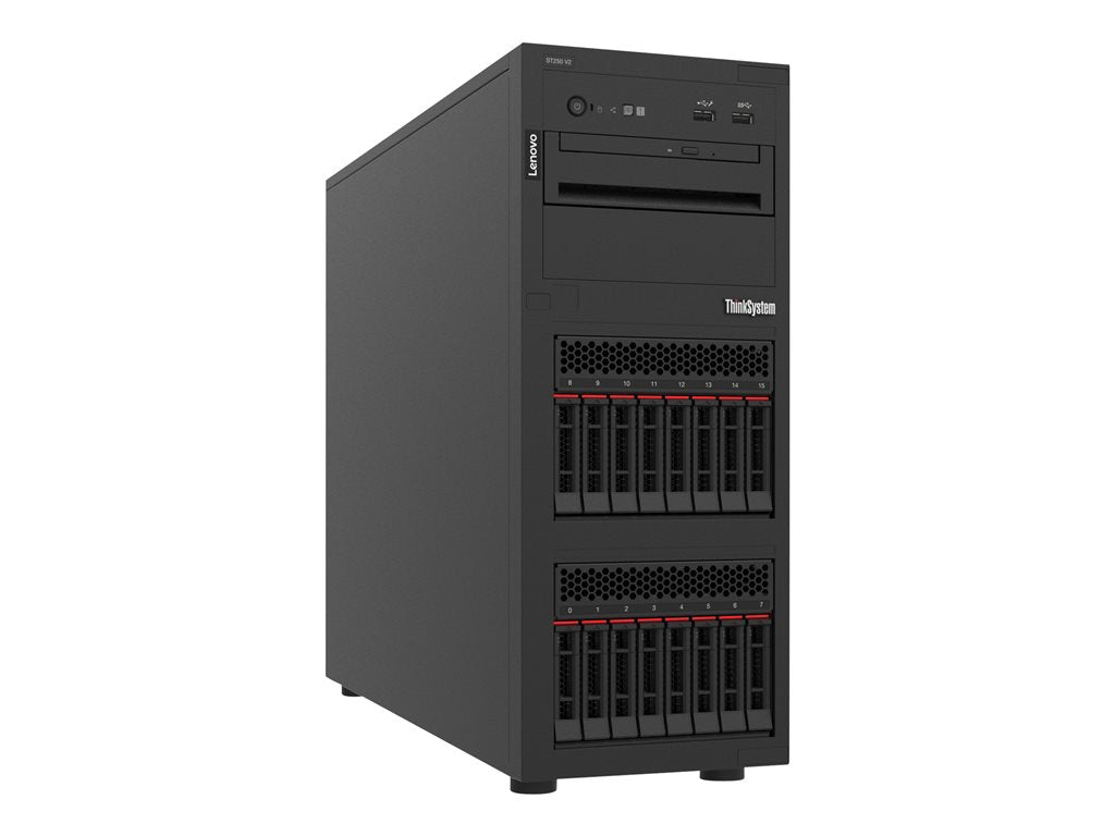 Lenovo ThinkSystem ST250 V2 7D8F - Server - tower 4U - 1-way - 1 x Xeon E-2336 / up to 4.8 GHz - RAM 16 GB - hot-swap 3.5 bay(s) 7D8FA02XNA