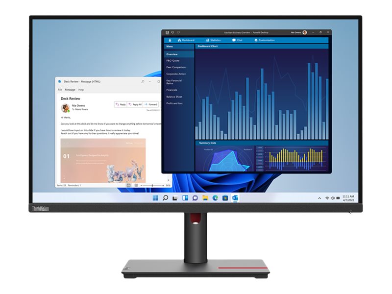 Lenovo ThinkVision T27p-30 - LED monitor - 27 - 3840 x 2160 4K - IPS - 350 cd/mï¿½ - 1300:1 - 4 ms - HDMI 63A9ZAR1US