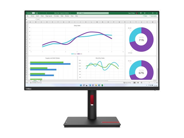 Lenovo ThinkVision T32h-30 - LED monitor - 32 (31.5" viewable) - 2560 x 1440 QHD @ 60 Hz - IPS - 350 cd/mï¿½ - 1000:1 - 4 ms 63D3ZAR1US