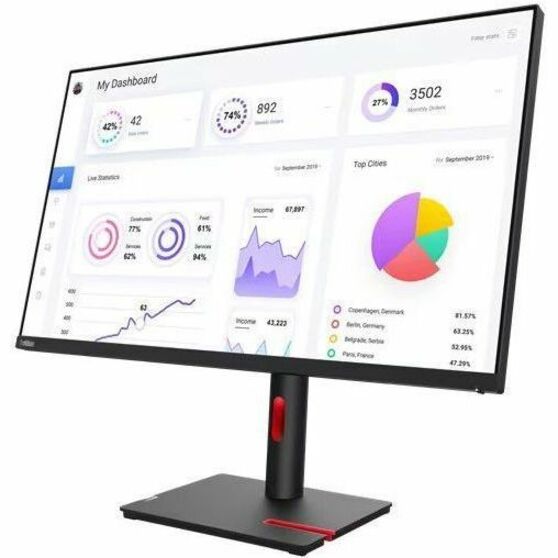 Lenovo ThinkVision T32p-30 32" Class 4K UHD LED Monitor - 16:9 - Raven Black - 31.5"