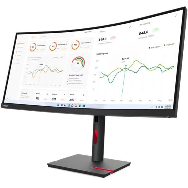 Lenovo ThinkVision T34w-30 34" Class UW-QHD Curved Screen LED Monitor - 21:9 - Raven Black 63D4ZAR1US