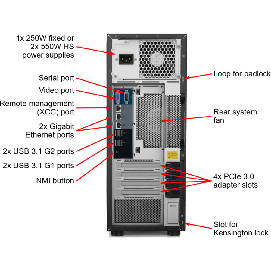 Lenovo Thinksystem St250 7Y46A013Na 4U Tower Server - 1 X Intel Xeon E-2176G 3.70 Ghz - 16 Gb Ram - Serial Ata/600 Controller