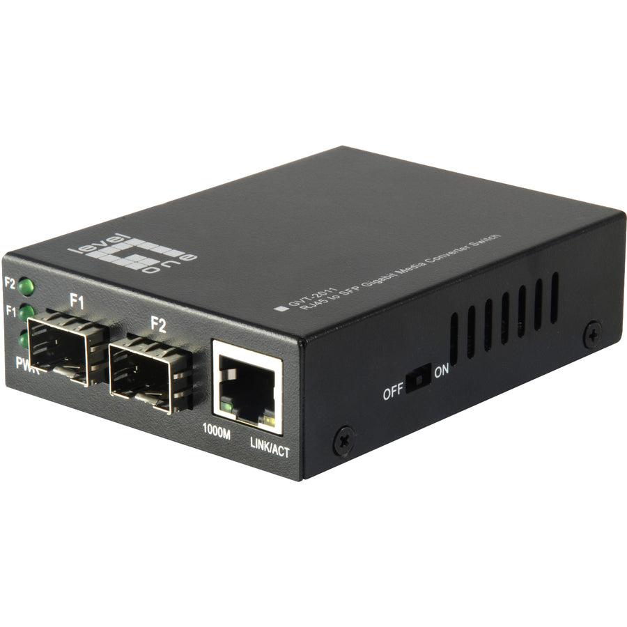 Levelone Rj45 To Sfp Gigabit Media Converter Switch, 2 X Sfp, 1 X Rj45