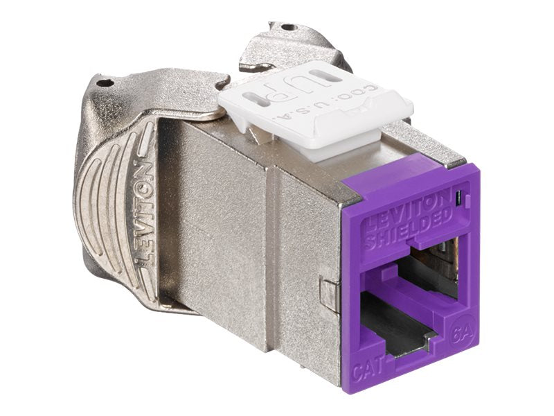Leviton Atlas-X1 Cat 6A Component-Rated Shielded QuickPort Connector - Modular insert - CAT 6a - STP - RJ-45 - purple
