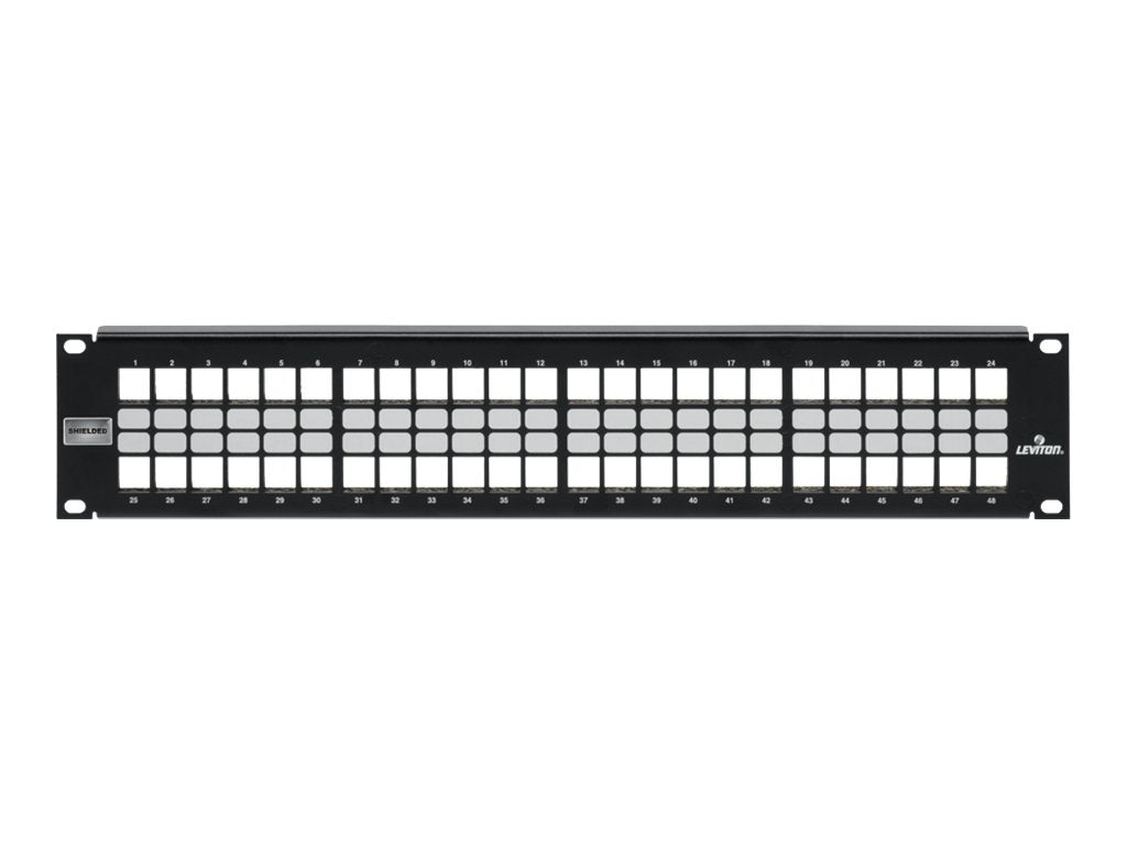 Leviton QuickPort Shielded Flat - Patch panel with cable management - 2U - 19 - 48 ports" 4S255-S48