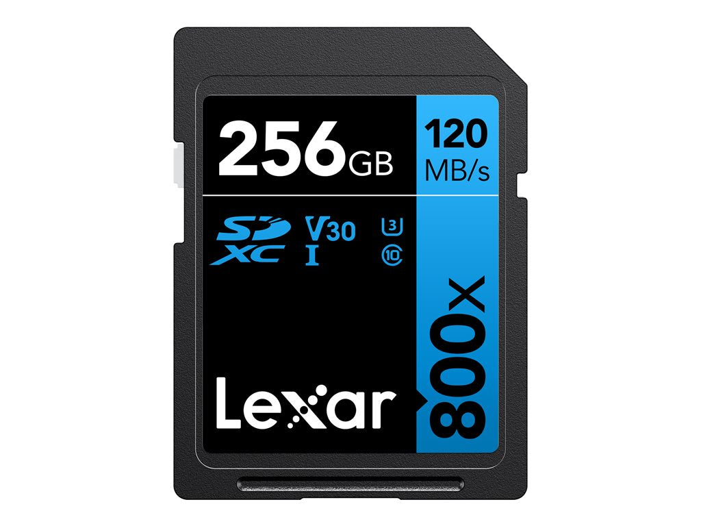 Lexar High Performance BLUE Series - Flash memory card - 256 GB - Video Class V30 / UHS-I U3 / Class10 - 800x - SDXC UHS-I LSD0800P256G-BNNNU