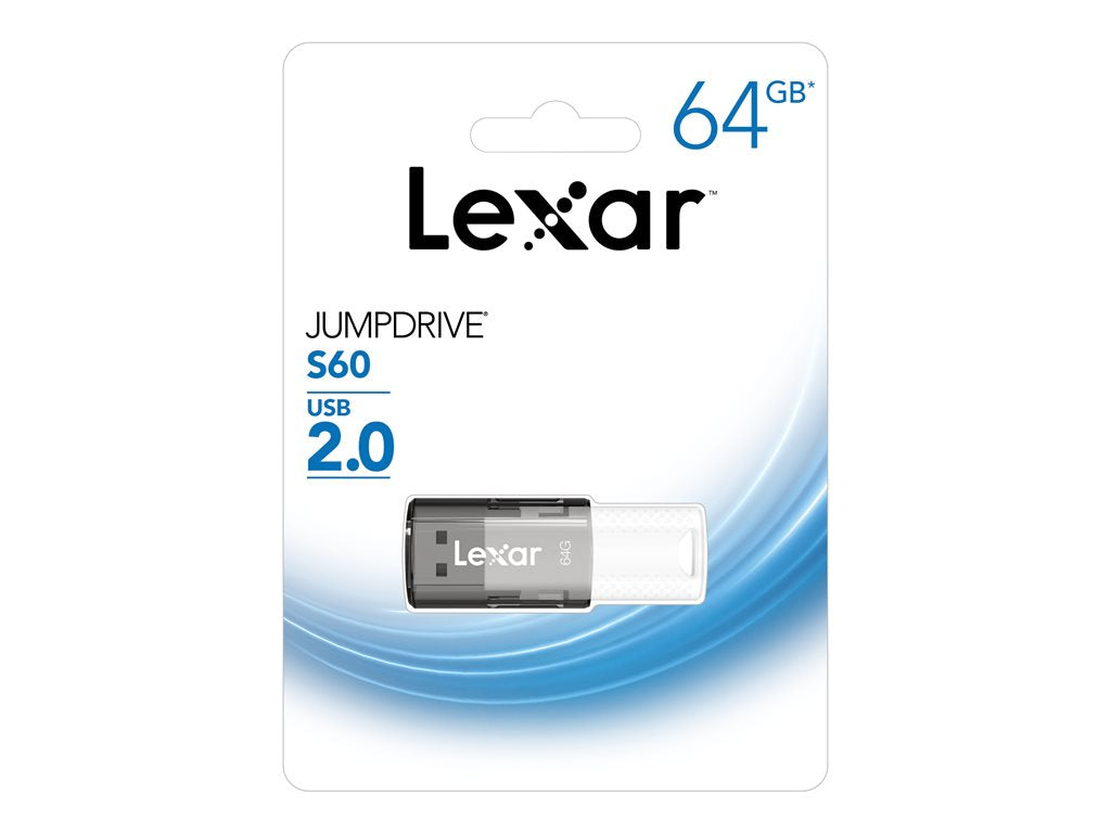 Lexar JumpDrive S60 - USB flash drive - 64 GB - USB 2.0 - black LJDS060064G-BNBNU