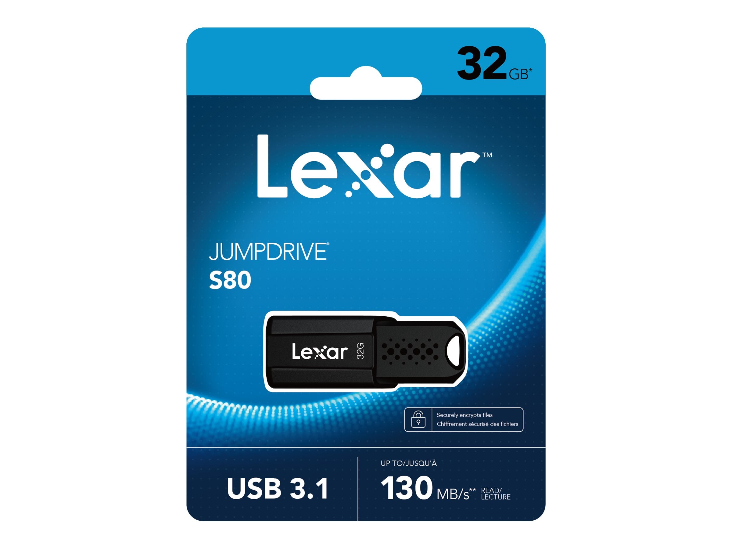 Lexar JumpDrive S80 - USB flash drive - 32 GB - USB 3.1 - black LJDS080032G-BNBNU