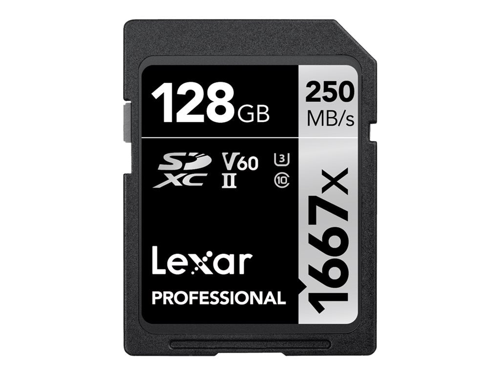Lexar Professional - Flash memory card - 128 GB - Video Class V60 / UHS-II U3 / Class10 - 1667x - SDXC UHS-II LSD128CBNA1667