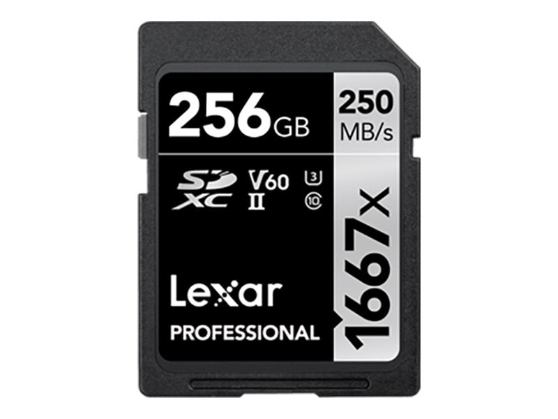 Lexar Professional - Flash memory card - 256 GB - Video Class V60 / UHS-II U3 / Class10 - 1667x - SDXC UHS-II LSD256CBNA1667