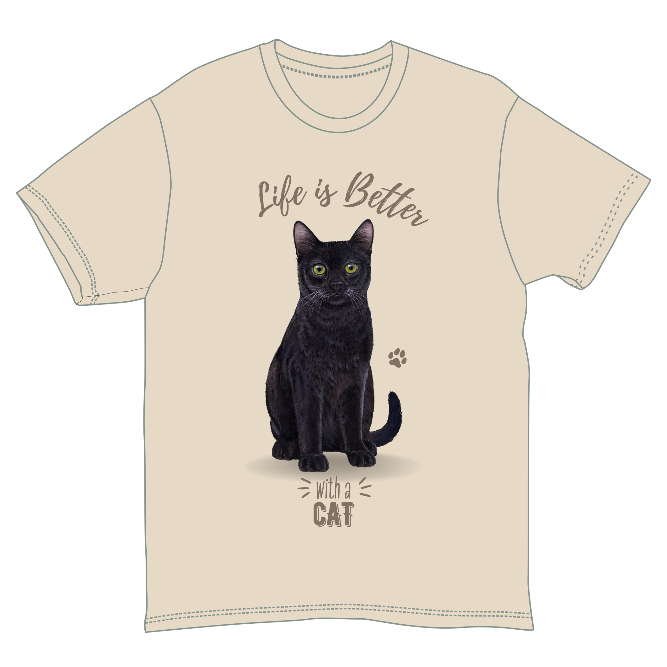 Life is Better with a Black cat T-Shirt -
